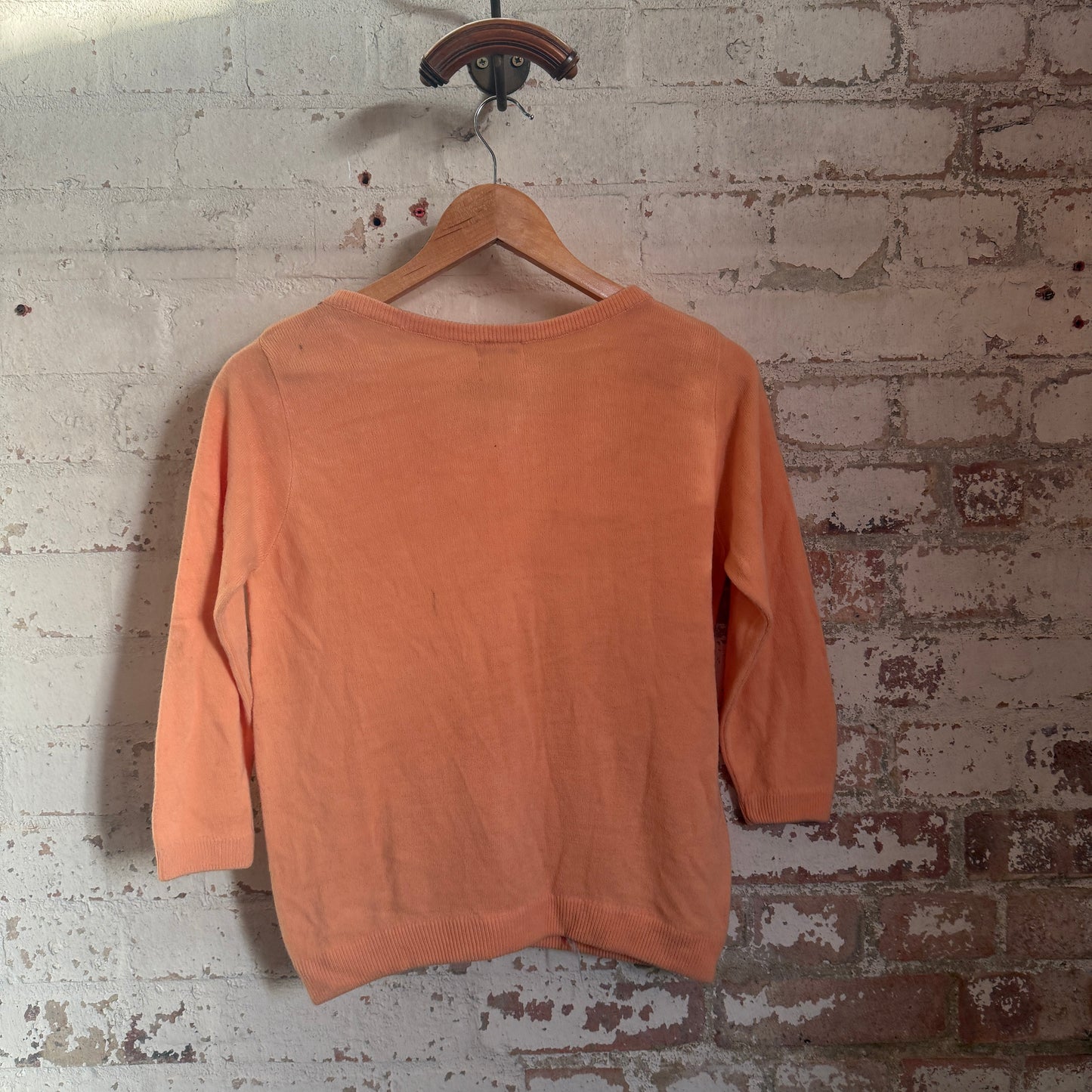 1960s 1970s Orange Wool Knitted Button cardigan Jumper
