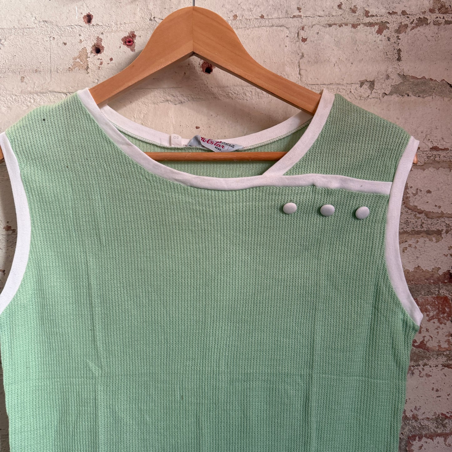 1960s 1970s Green Knitted Vest Top