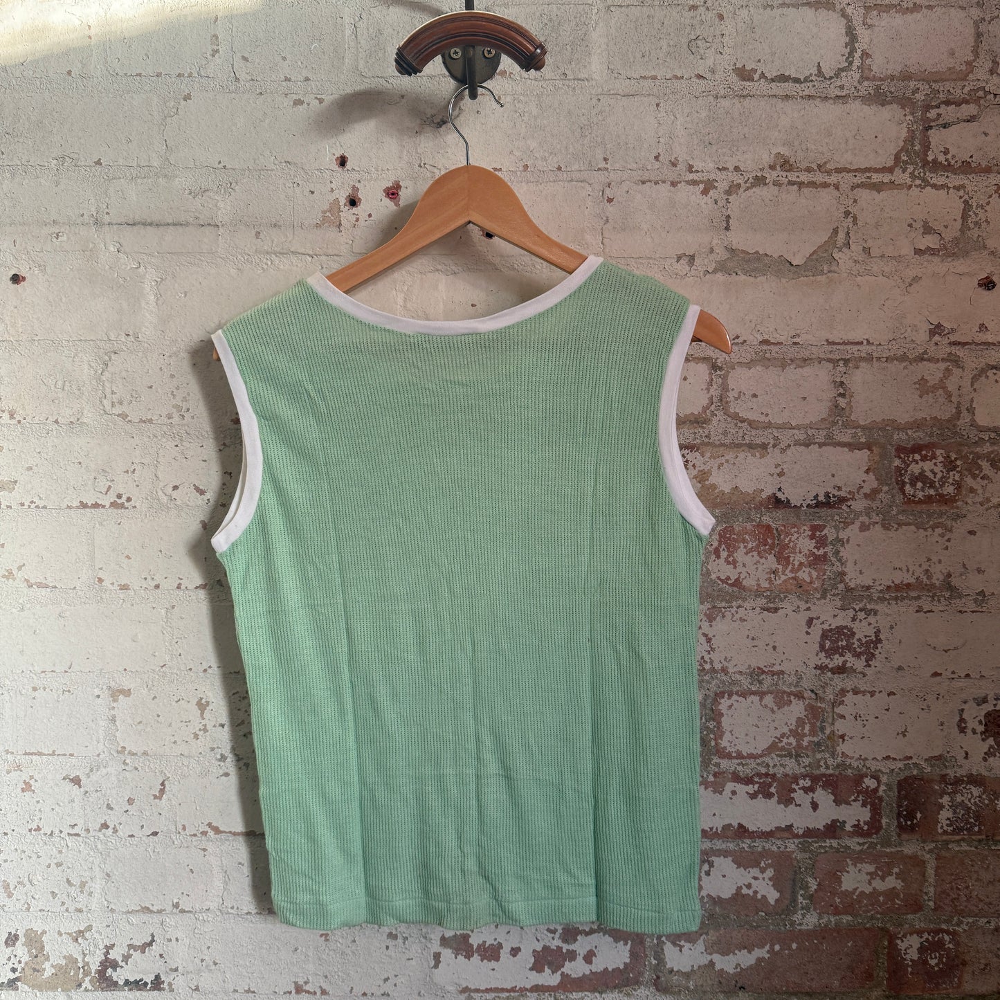 1960s 1970s Green Knitted Vest Top
