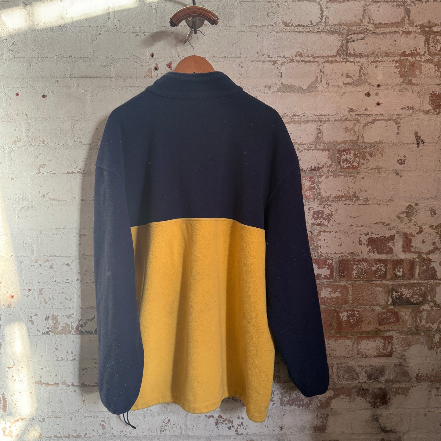 1990s Navy and Yellow Nautica 1/4 Zip Fleece Jumper