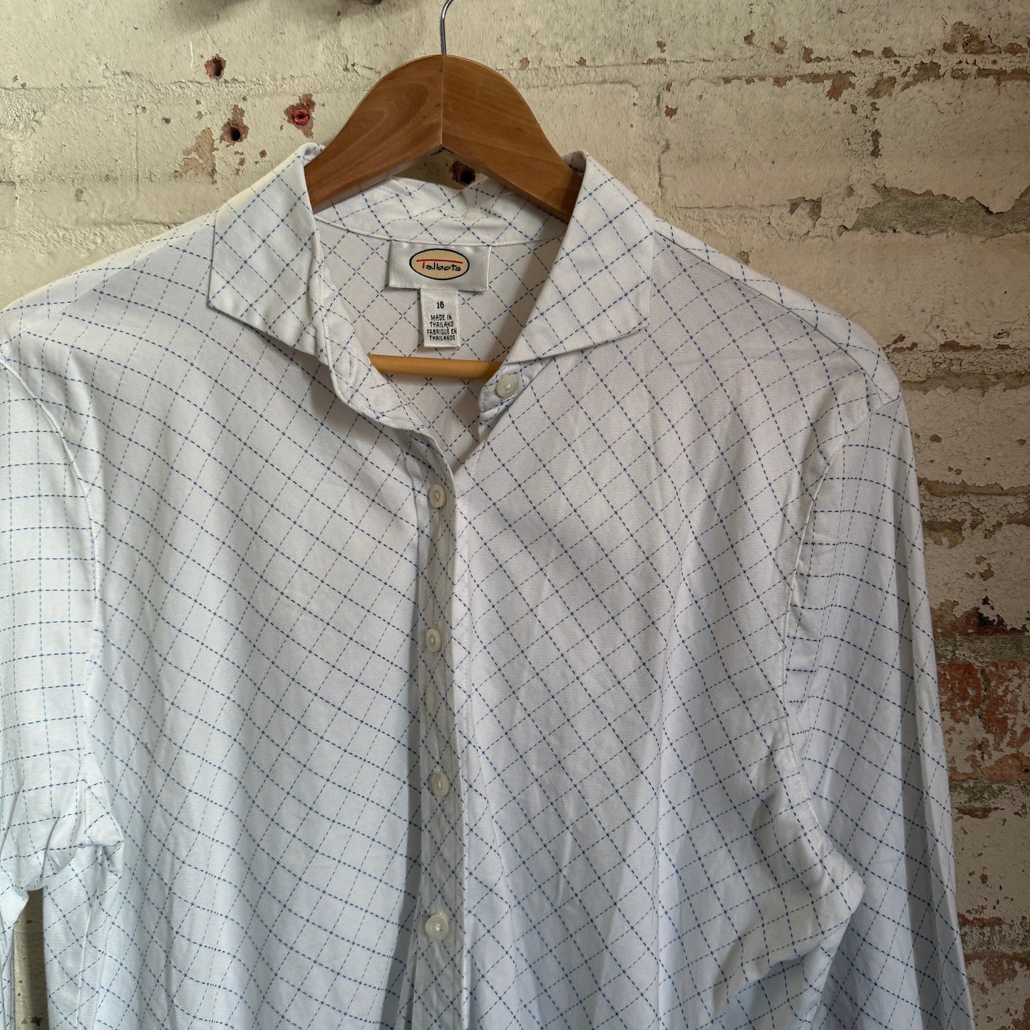 1980s White Checkered Button Up Cotton Shirt