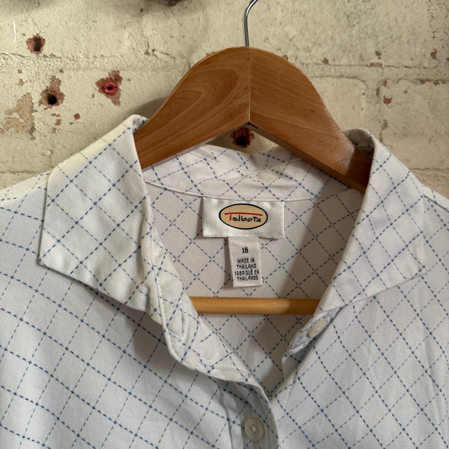 1980s White Checkered Button Up Cotton Shirt