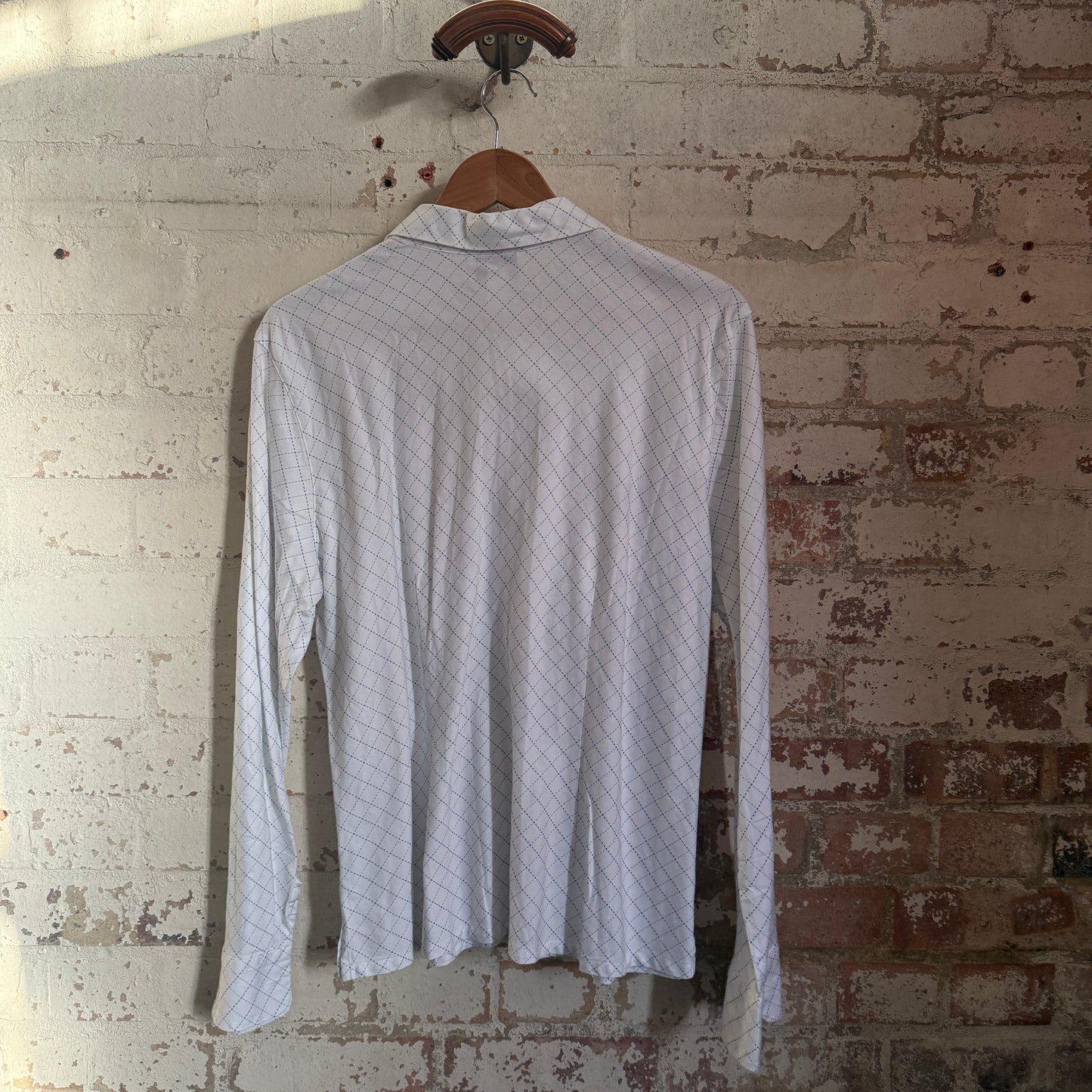 1980s White Checkered Button Up Cotton Shirt