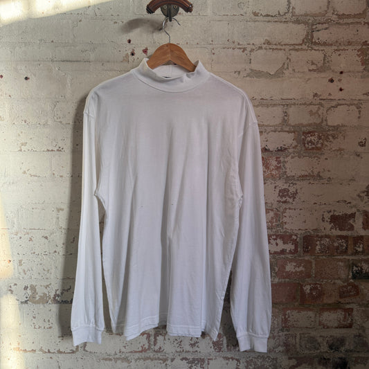 1990s White Saville Row Long Sleeve Blank Roll Neck