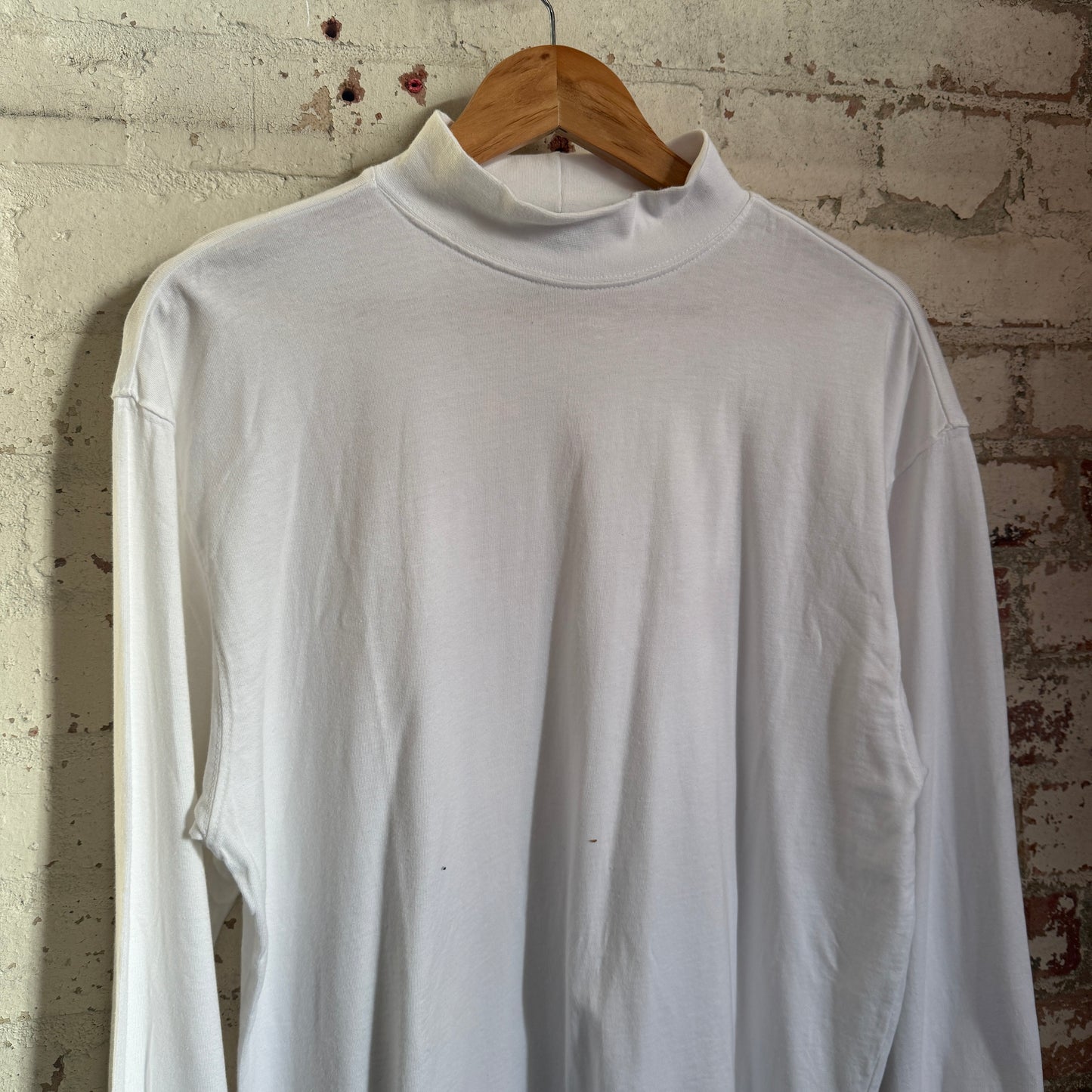 1990s White Saville Row Long Sleeve Blank Roll Neck