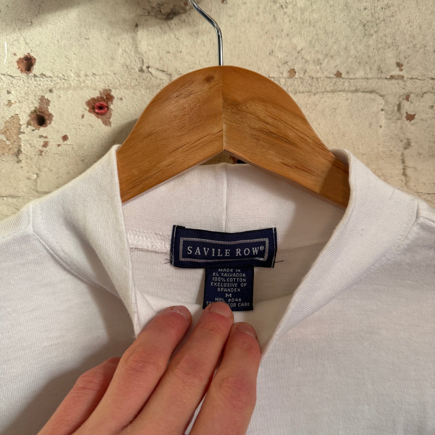 1990s White Saville Row Long Sleeve Blank Roll Neck