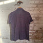 1970s Navy Checkered Button Dagger Collar Shirt