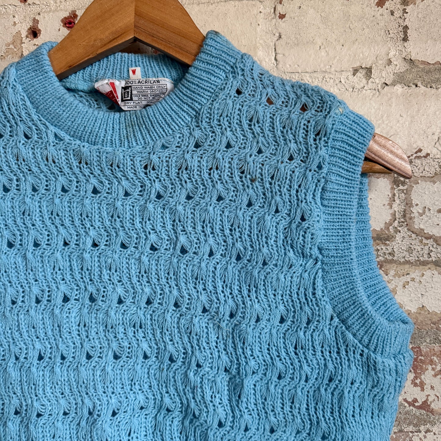 1970s Blue Knitted Tank Top Sweater Vest Jumper