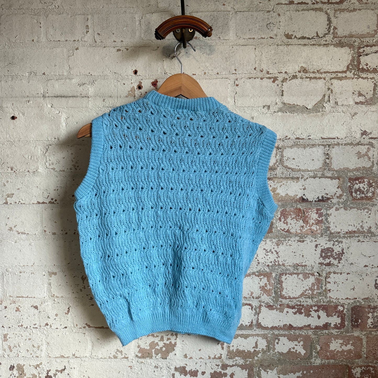 1970s Blue Knitted Tank Top Sweater Vest Jumper