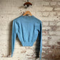 1940s Baby Blue Wool British Knitted Cardigan Jumper
