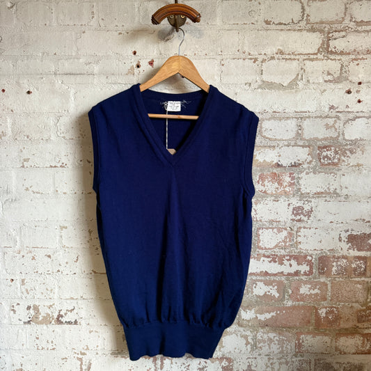1980s Navy Knitted Tank Top Sweater Vest Jumper