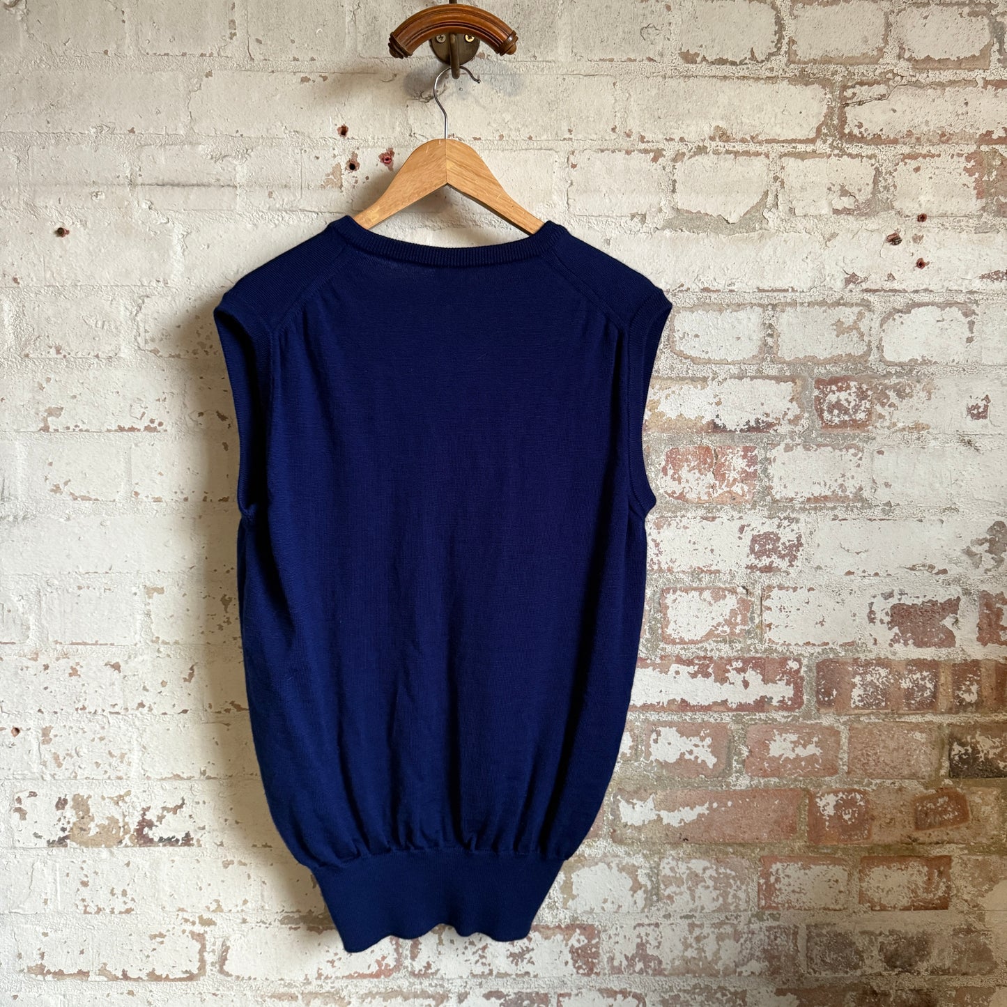 1980s Navy Knitted Tank Top Sweater Vest Jumper