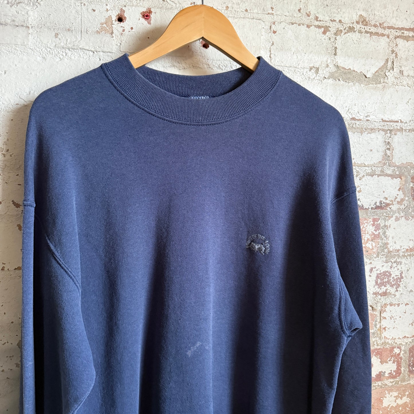 1990s Navy Faded Distressed Sweatshirt Jumper
