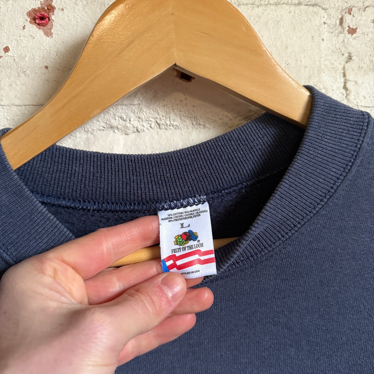 1990s Navy Faded Distressed Sweatshirt Jumper