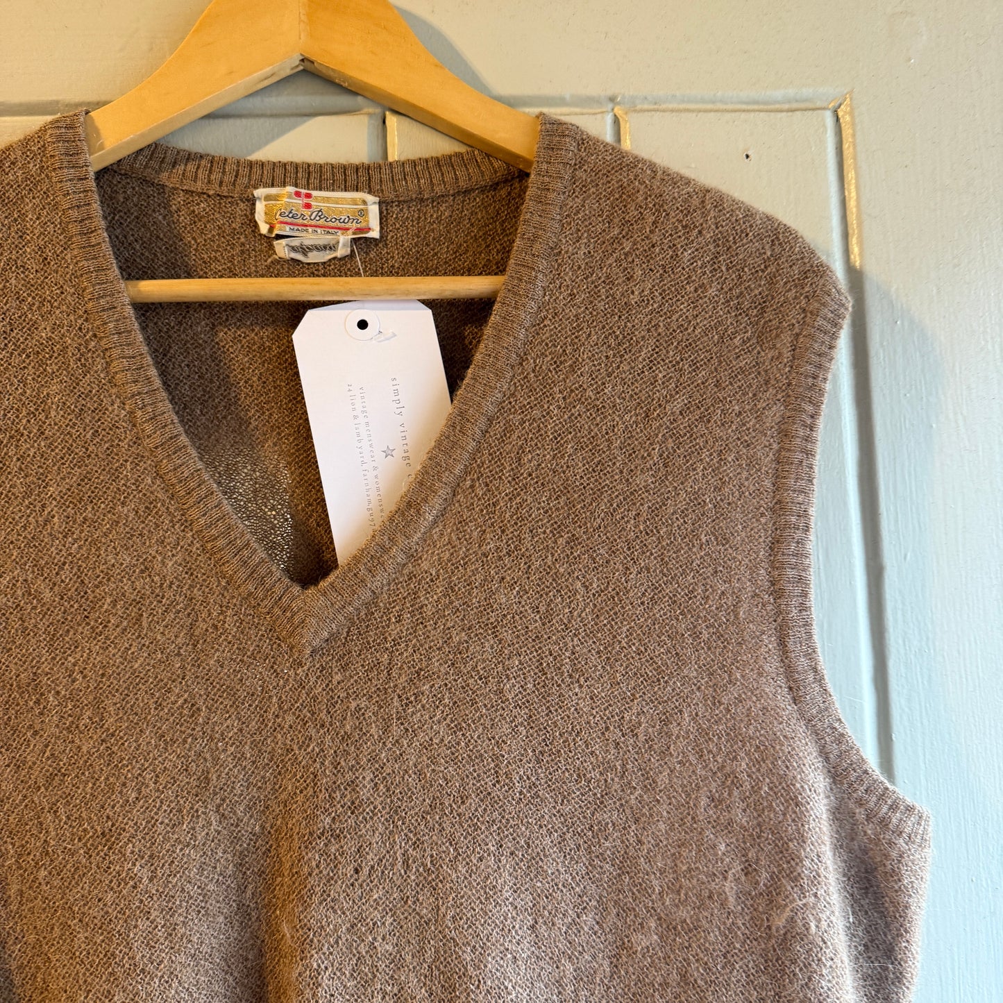 1960s Beige Italian Alpaca Knitted Tank Top Jumper