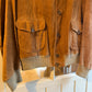 1960s Brown Italian Suede Leather Button Jacket Coat