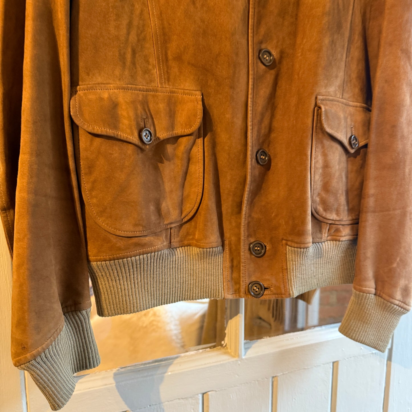 1960s Brown Italian Suede Leather Button Jacket Coat
