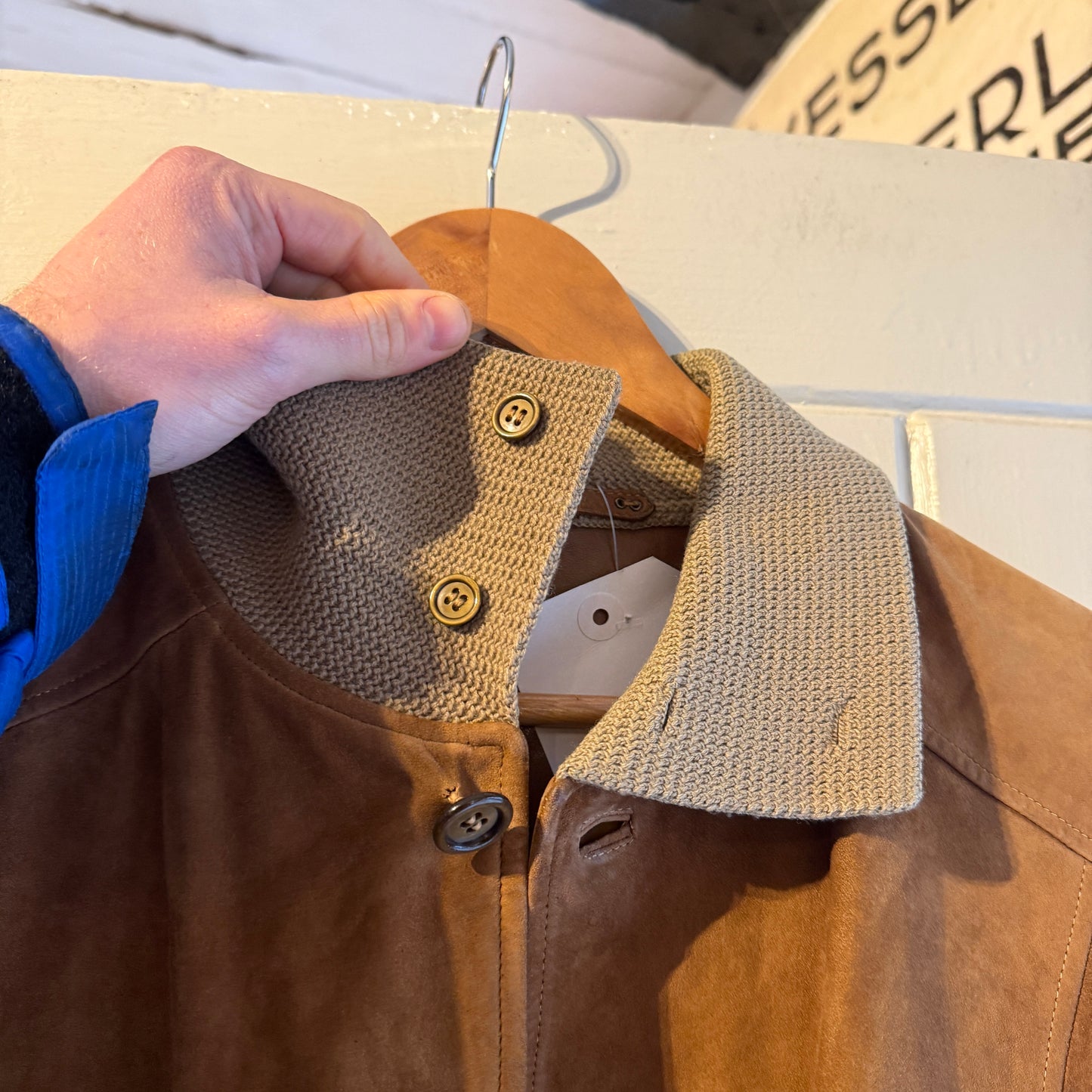 1960s Brown Italian Suede Leather Button Jacket Coat