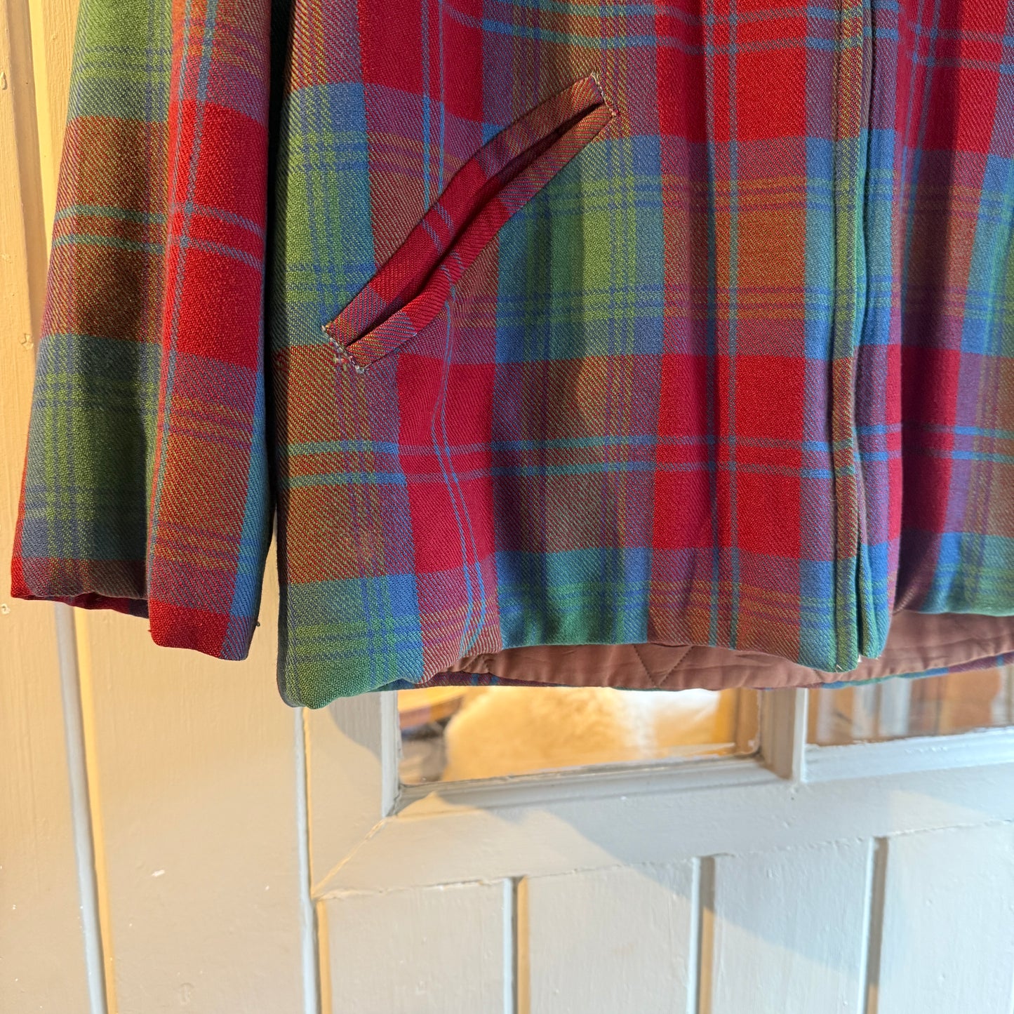 1960s Tartan Red Wool Zip Hooded Jacket