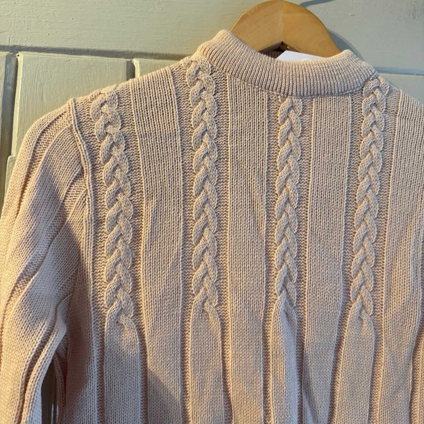 1970s Beige Cable Knitted Jumper