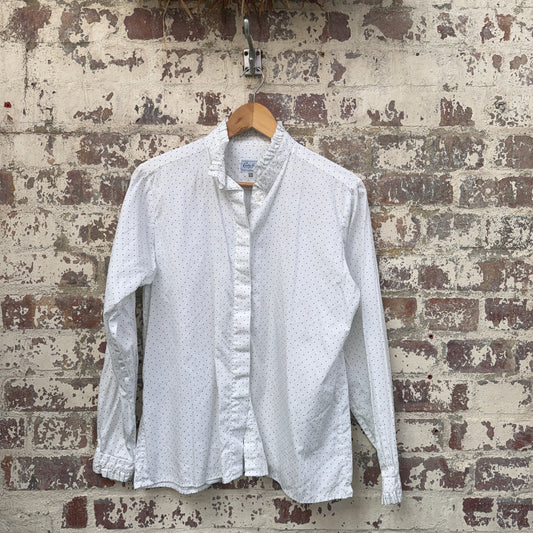 1980s White Polka Dot Button Up Shirt