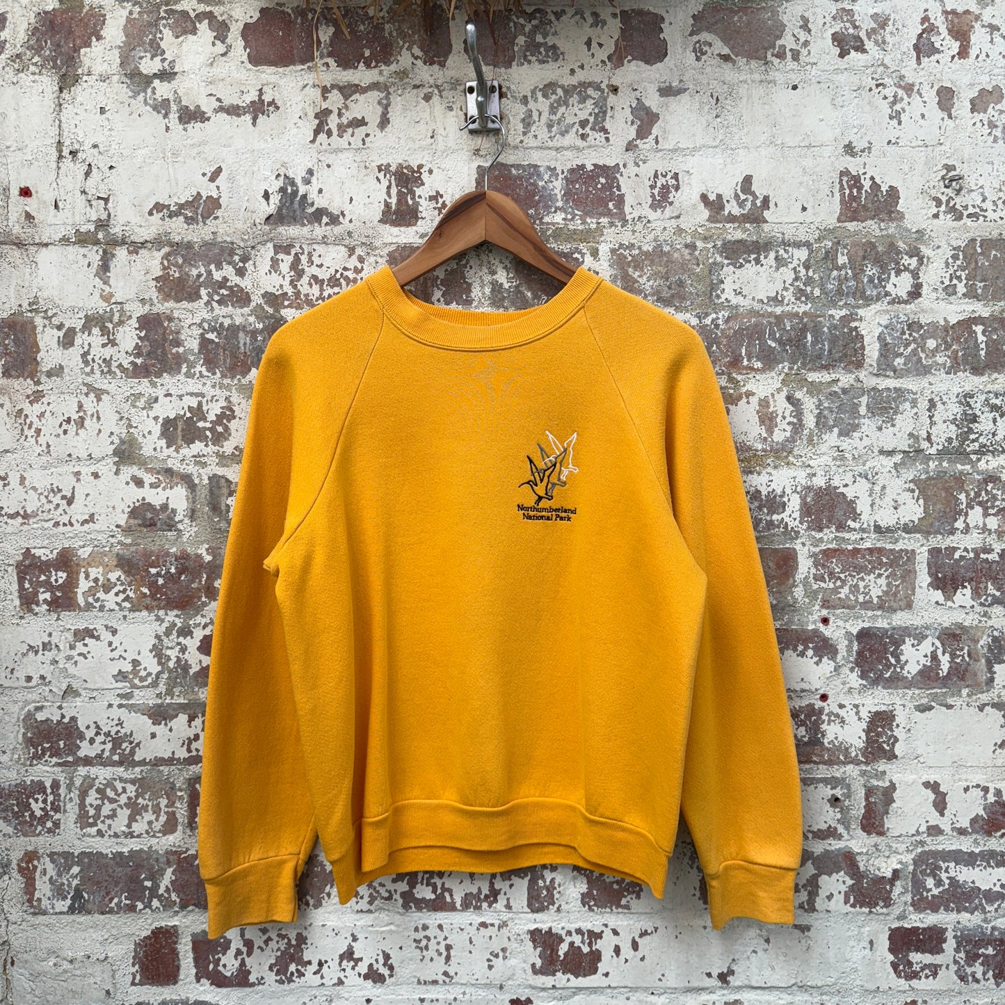 1980s Yellow Raglan Embroidered Sweatshirt