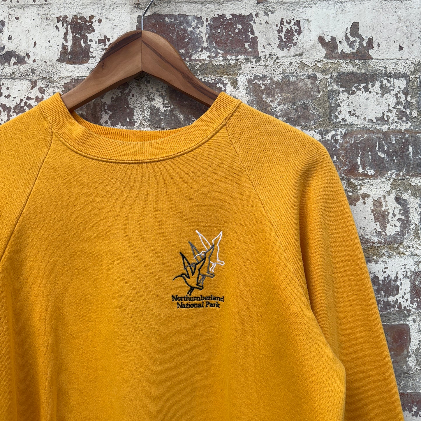 1980s Yellow Raglan Embroidered Sweatshirt