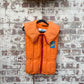 1970s Orange Unusual Padded Life Jacket Vest Gilet