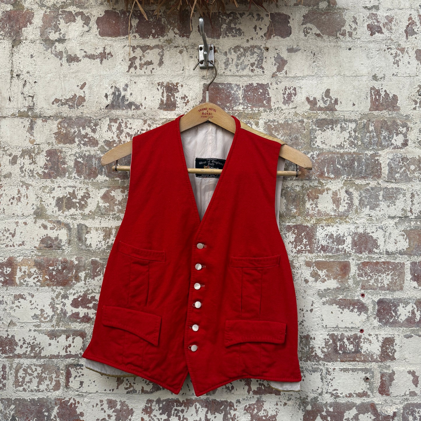 1970s Red Wool Hunting Waistcoat