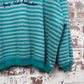 1980s Green Striped Button Sweatshirt Jumper