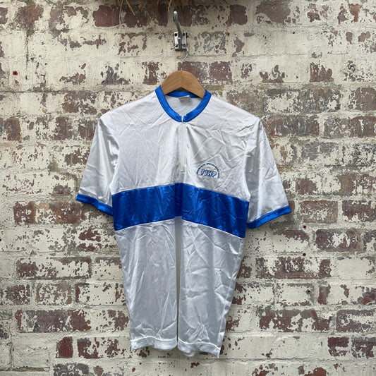 1980s Italian White and Blue Zip Polo Shirt