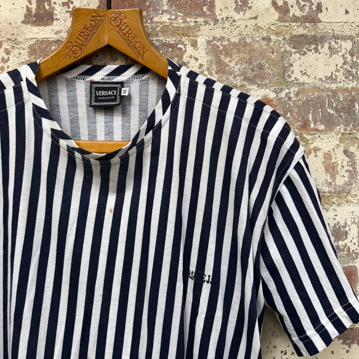 1990s Striped Versace Jeans T-Shirt