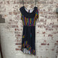 1970s Black Striped Cotton Dress