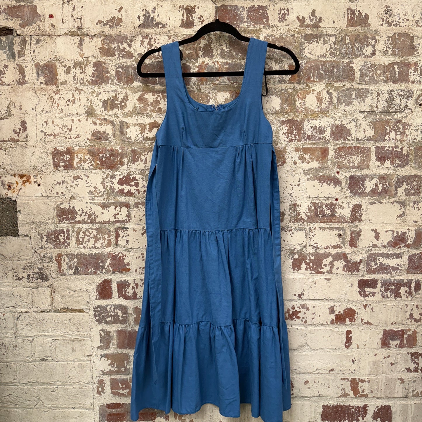 1980s Blue Cotton Belted Summer Dress