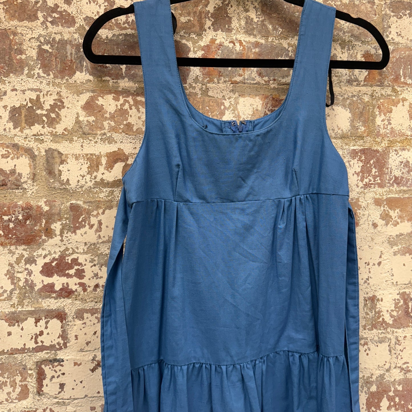 1980s Blue Cotton Belted Summer Dress