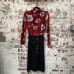 1970s Red and Black Peggy page Belted Dress