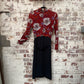 1970s Red and Black Peggy page Belted Dress