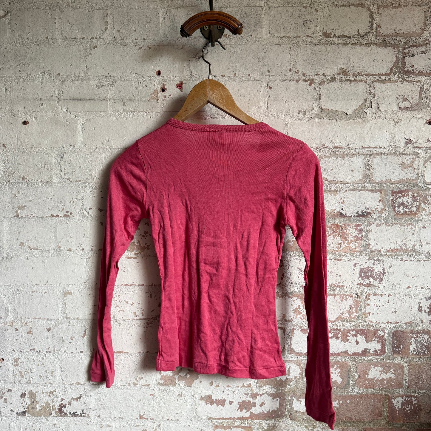 1970s Pink Button Long Sleeved Top