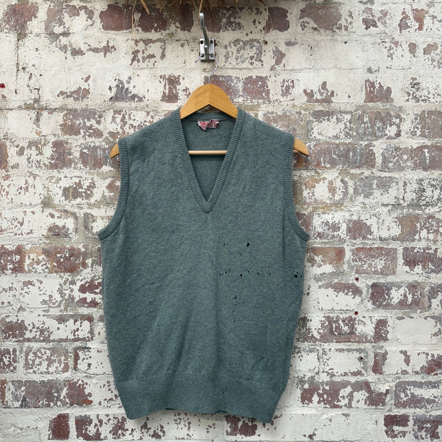 1970s Green jaeger Knitted Tank Top Sweater Vest