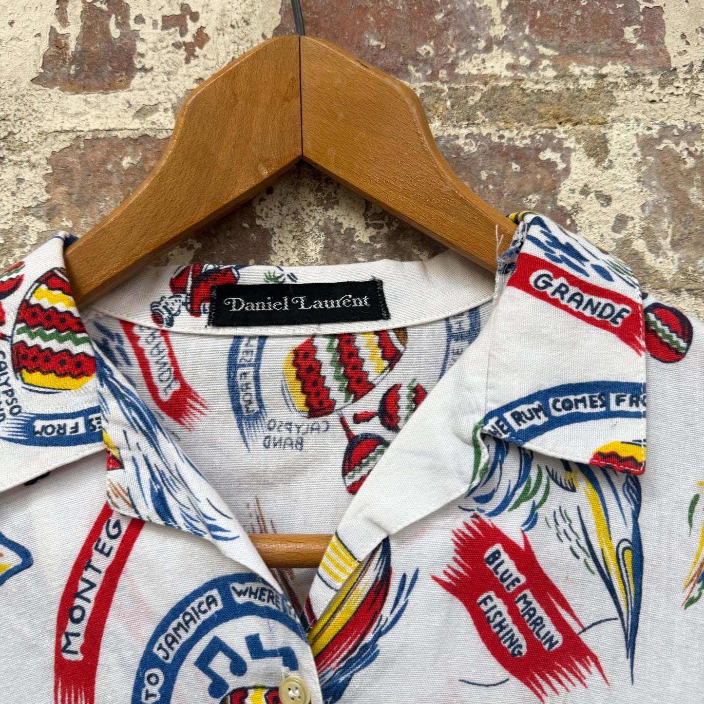 1960s White Caribbean Printed Leisure Shirt