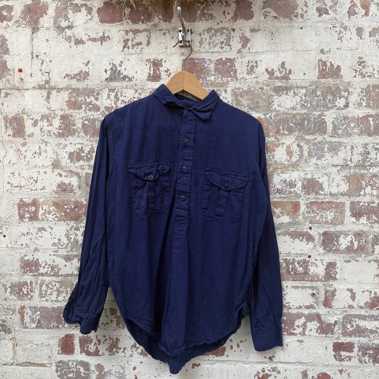 1960s Navy British Work Pullover Shirt