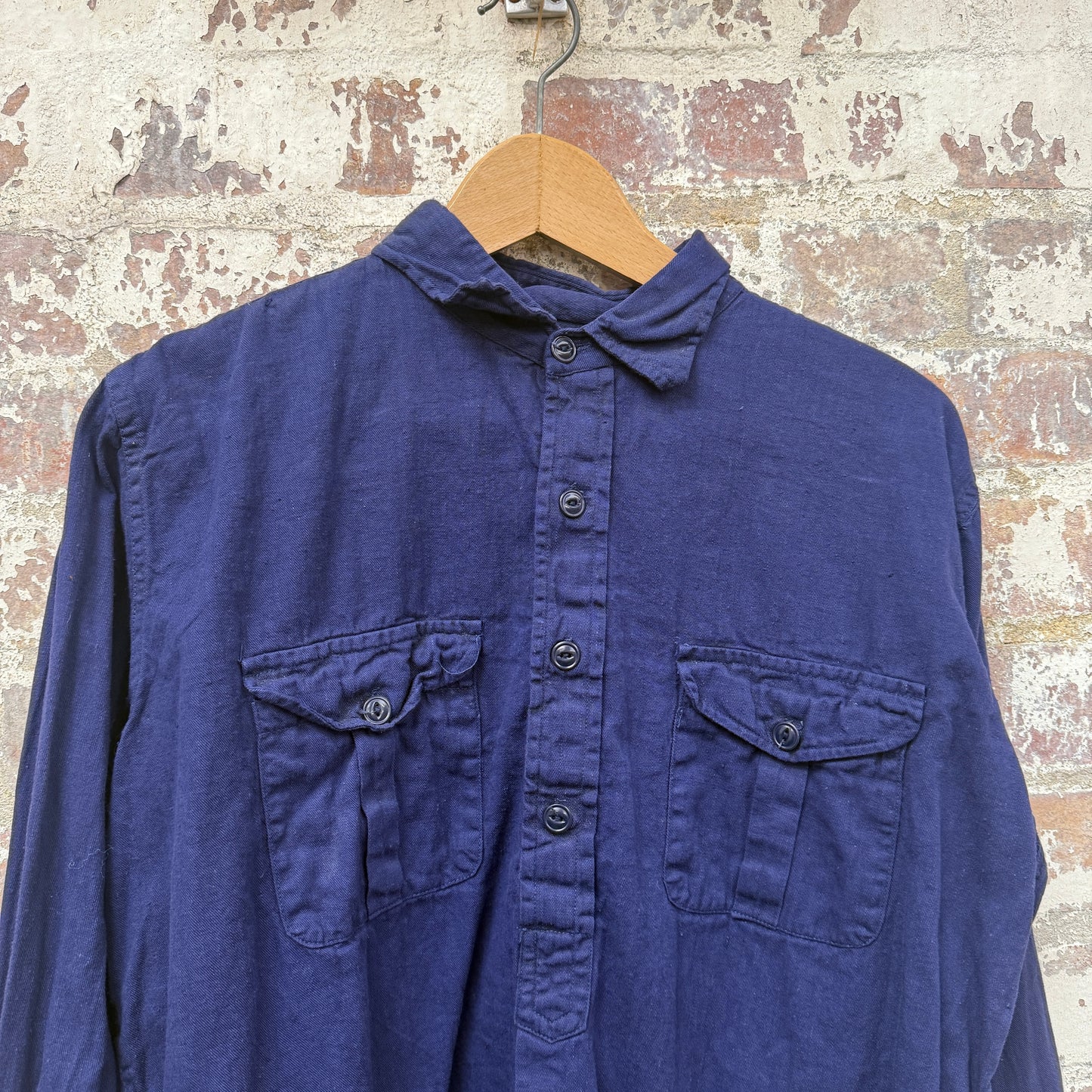 1960s Navy British Work Pullover Shirt