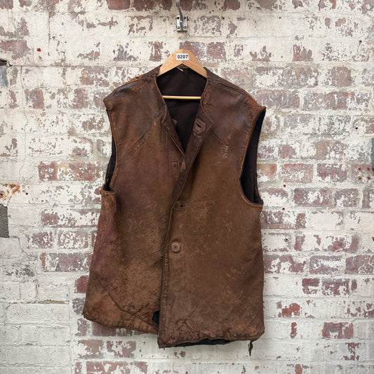 1940s 1945 WW2 British Military Leather Jerkin Coat