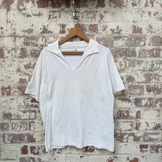 1960s 1970s White Towelling Leisure Shirt