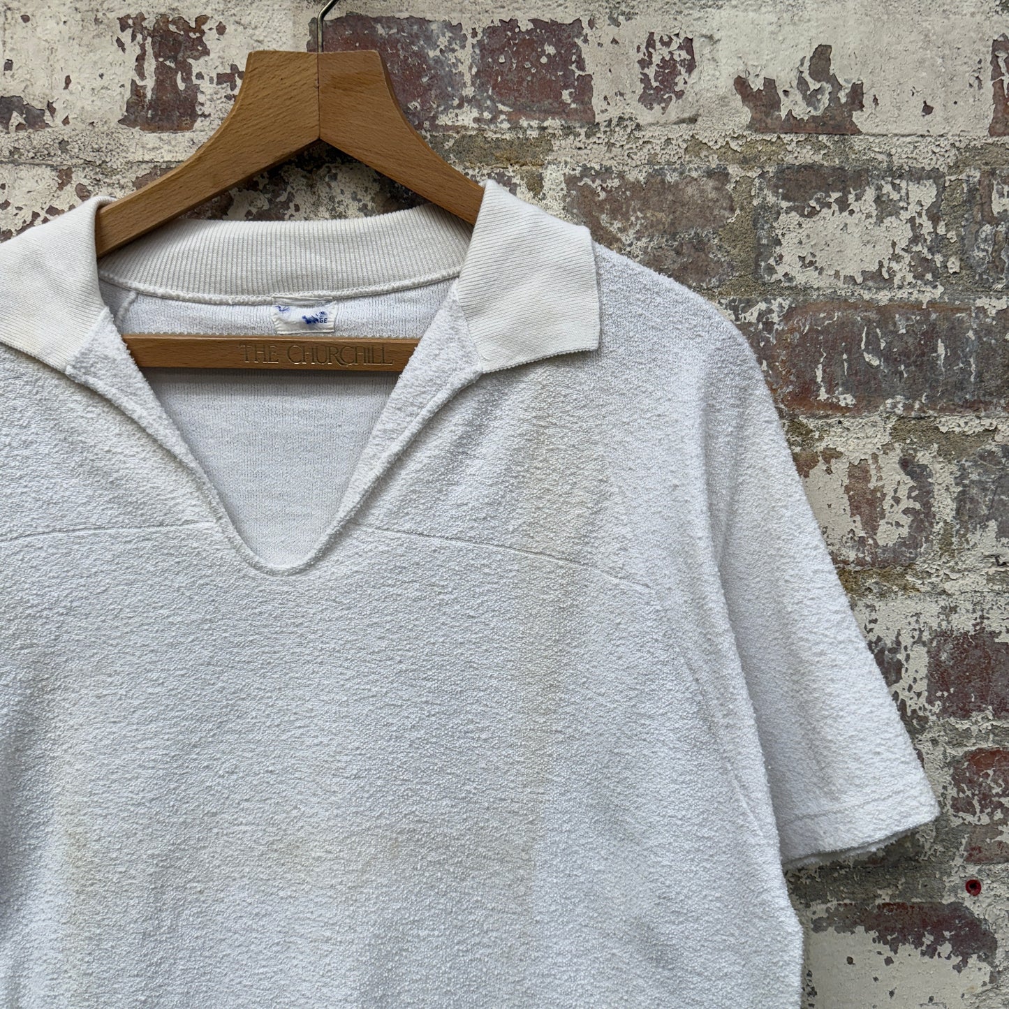 1960s 1970s White Towelling Leisure Shirt