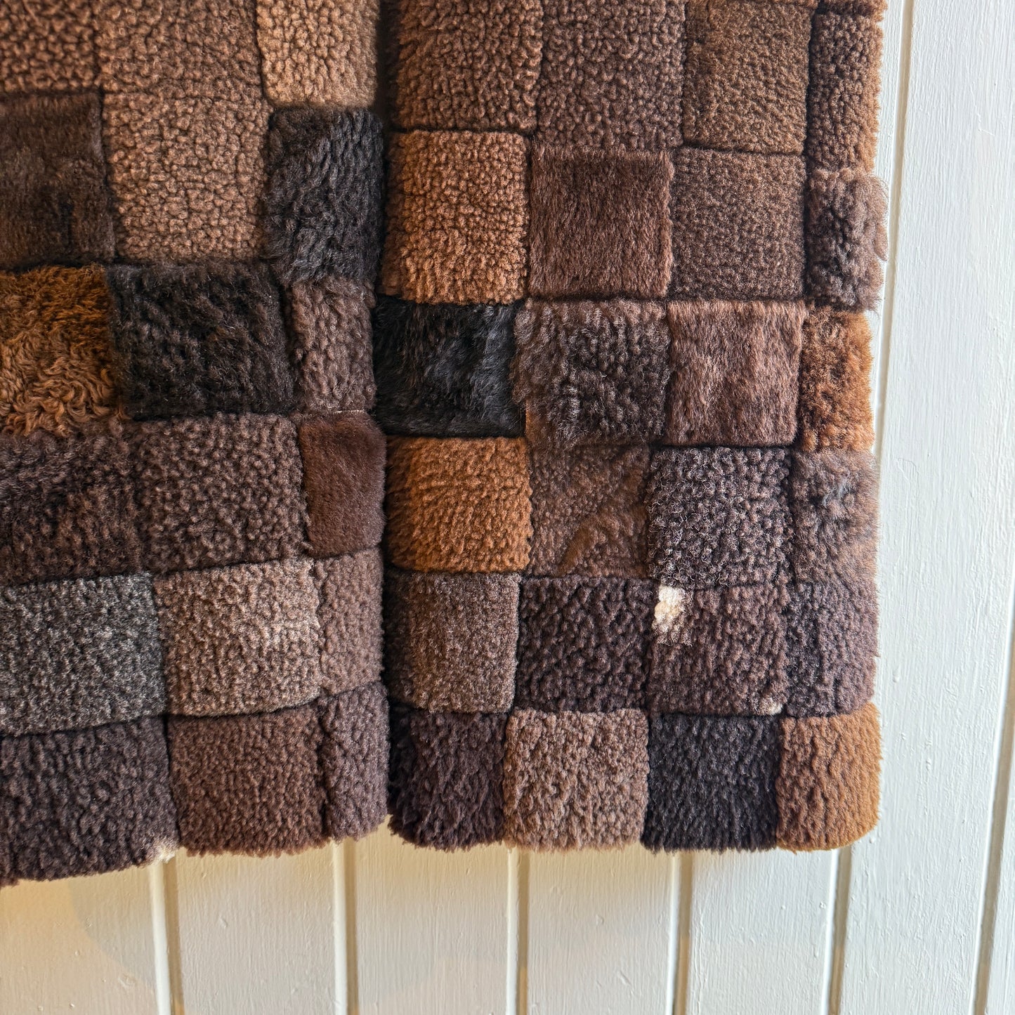1970s Patchwork Suede Sheepskin Long Gilet Coat