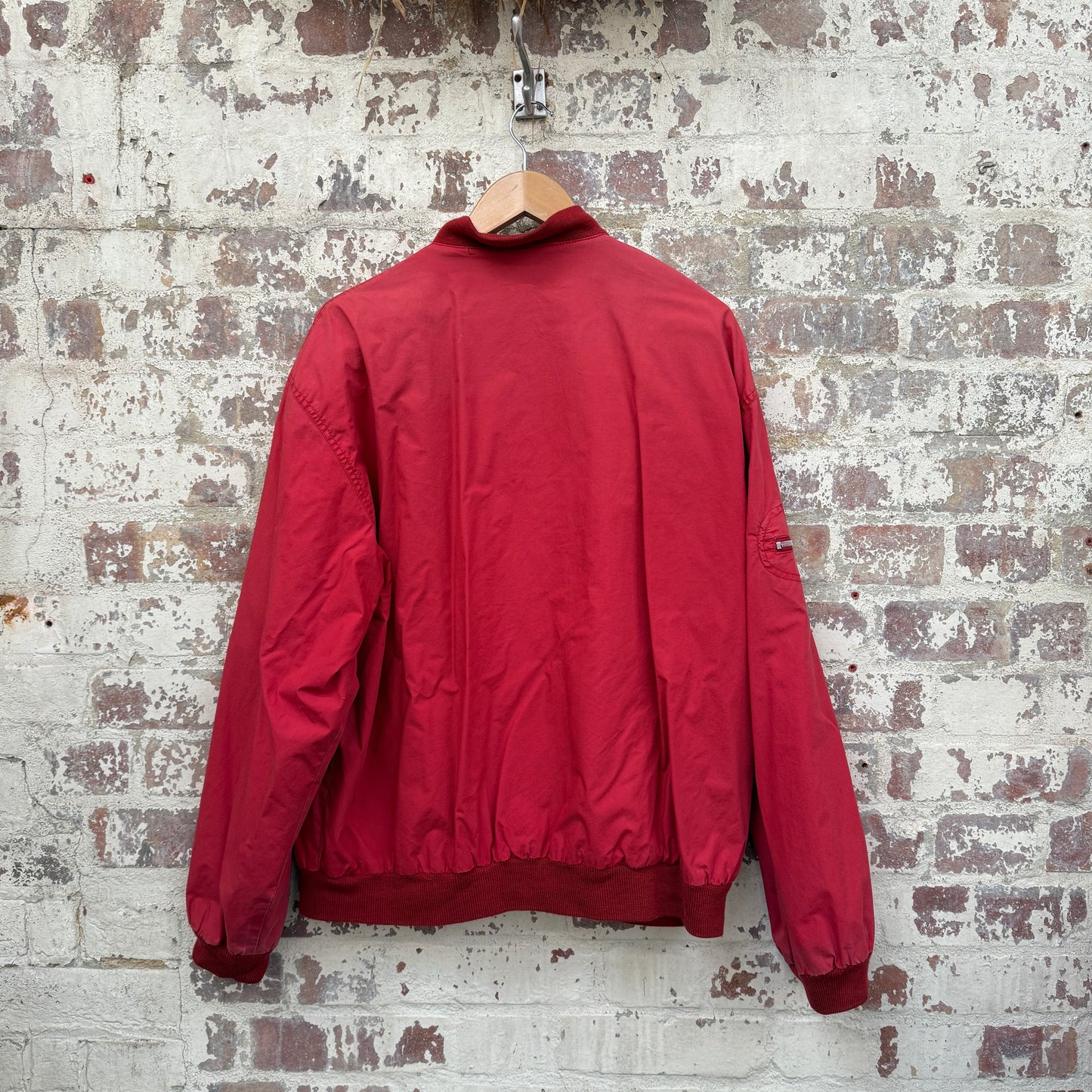 1980s Red Cotton Zip Up Fishing Bomber Jacket