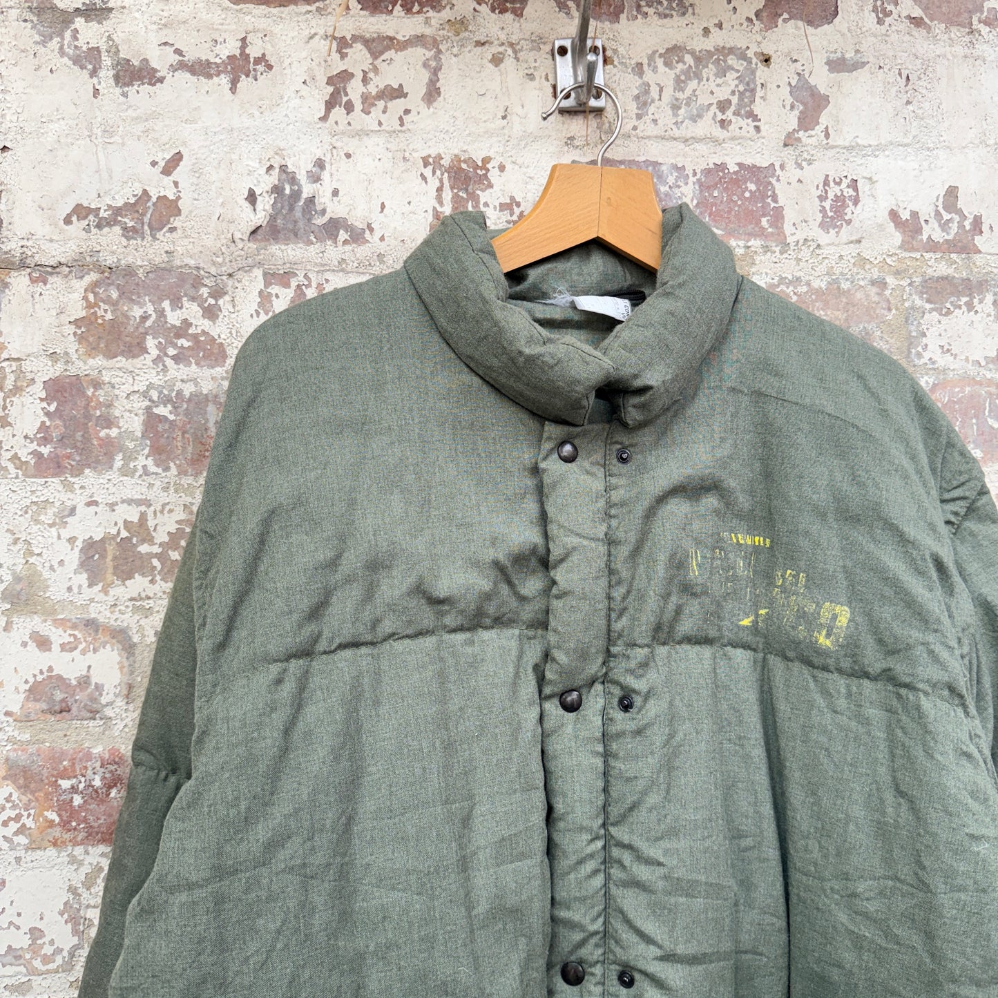 1980s Green Cotton Italian Military Puffer Jacket