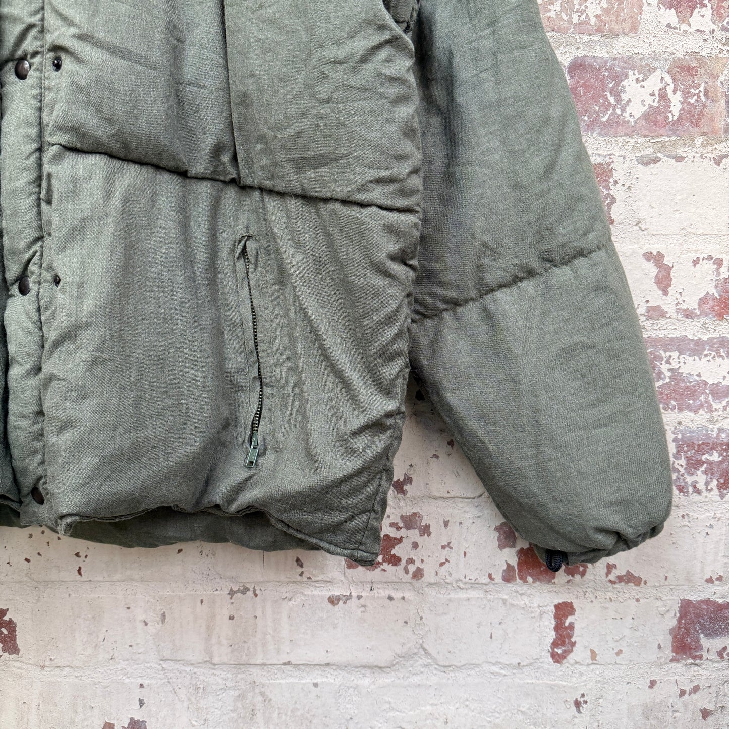 1980s Green Cotton Italian Military Puffer Jacket