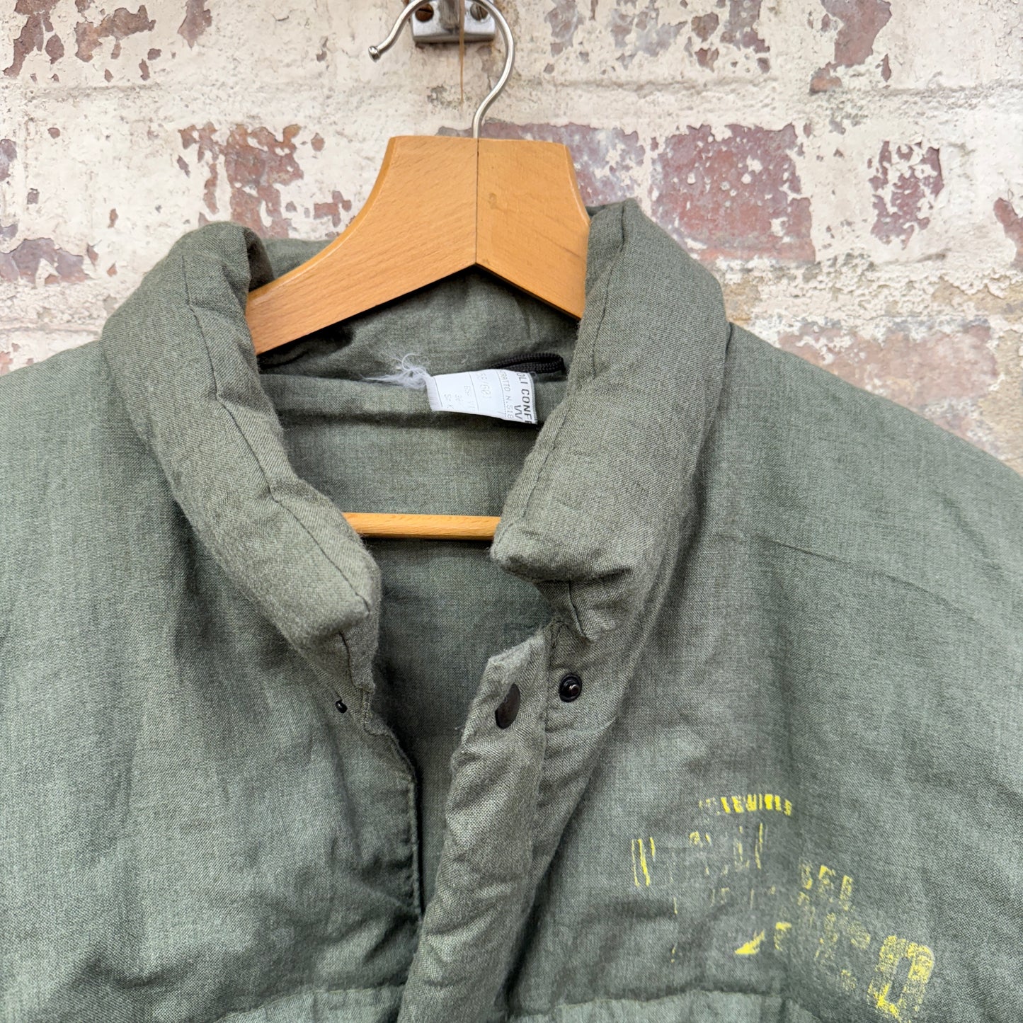 1980s Green Cotton Italian Military Puffer Jacket